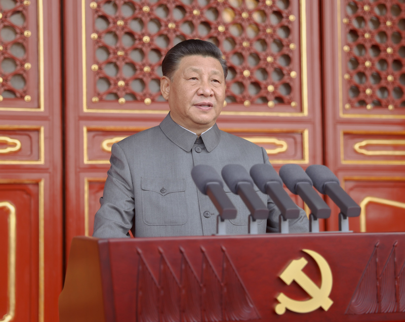 7月1日，慶祝中國(guó)共產(chǎn)黨成立100周年大會(huì)在北京天安門廣場(chǎng)隆重舉行。中共中央總書記、國(guó)家主席、中央軍委主席習(xí)近平發(fā)表重要講話。新華社記者 鞠鵬 攝